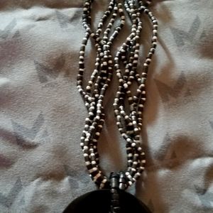 Hand made Necklace Sea Shell  colors Black &  White